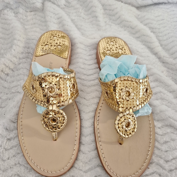 Jack Rogers Gold Sequin  Thong, flat, sandal, iconic, classic, Palm Beach - Picture 3 of 7
